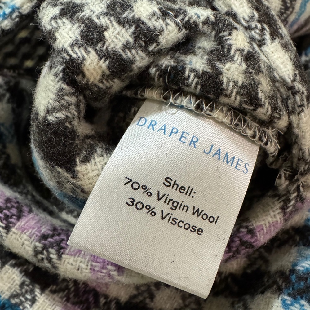 New Draper James Wool Plaid Houndstooth Reversible Swing car Coat Jacket XS S M - Picture 5 of 8